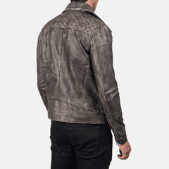 Distressed Leather Motorcycle Jacket Men-2