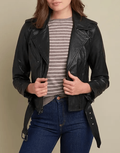Womens Carly Genuine Leather Moto Jacket – Leather Jacket Gear®