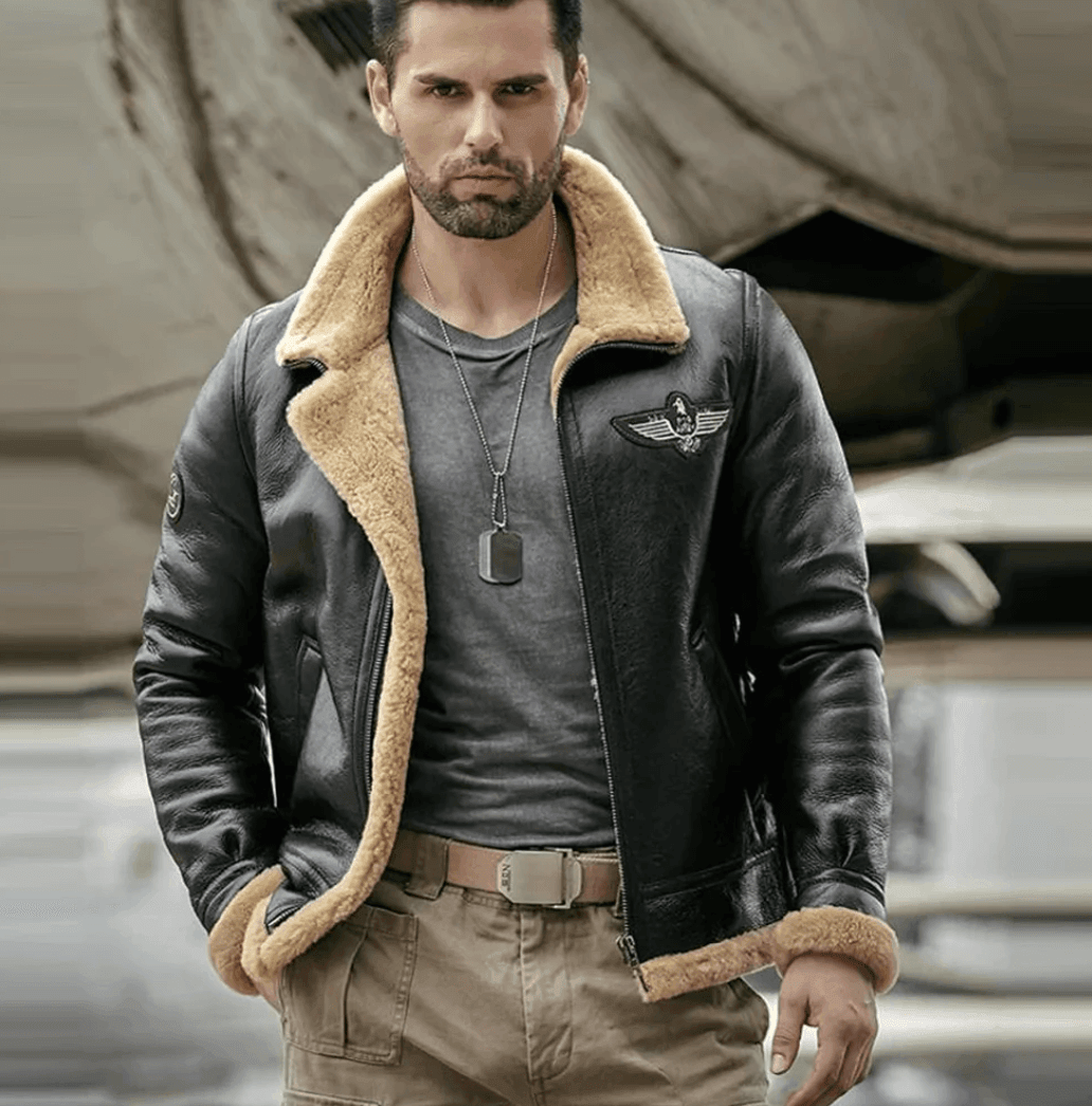 Custom Made B3 Aviator Shearling Leather Jacket | Shearling Jackets | Fur Jackets 2XL