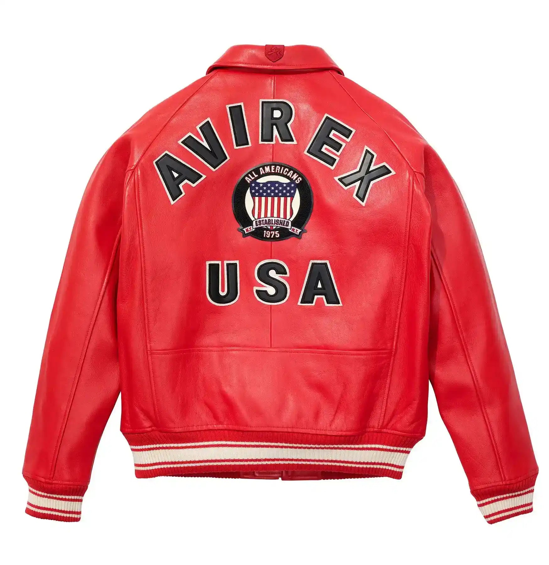 Men's Avirex Icon Leather Bomber Jacket Red - CUSTOM (NO EXTRA CHARGES) /  SALVAGE RED