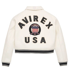 Avirex-Womens-White-Cropped-Icon-Leather-Jacket-Back