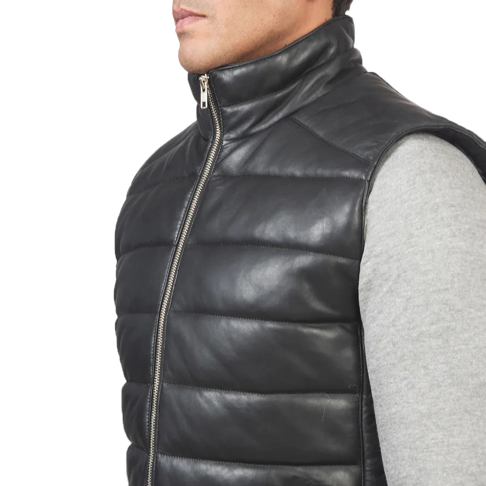 Black-Leather-Puffer-Vest