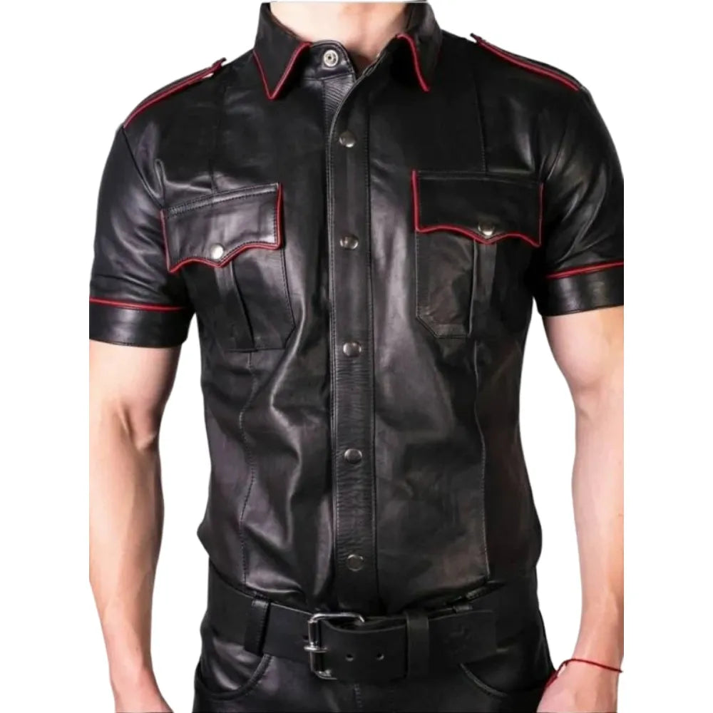 Black-Leather-Shirt-with-Red-Piping-Front