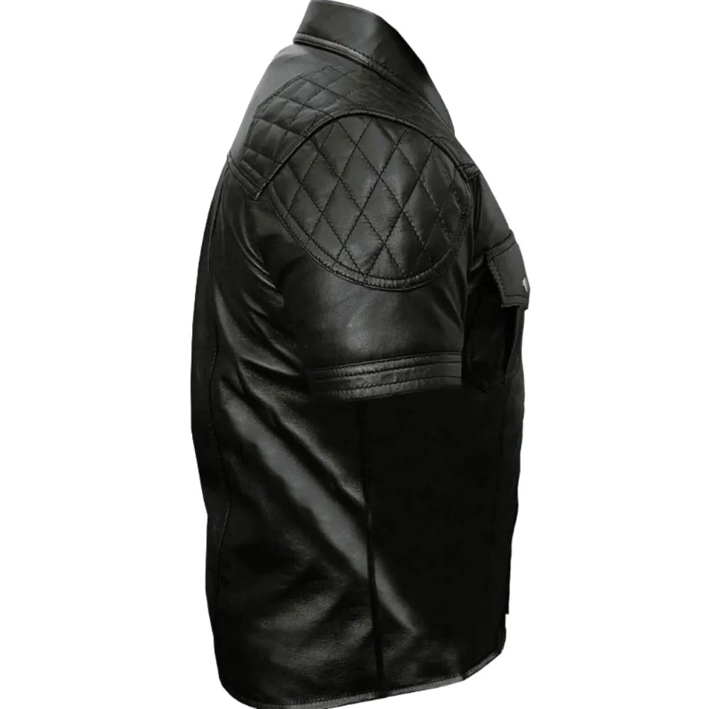 Black-Quilted-Shoulder-Leather-Shirt-Left