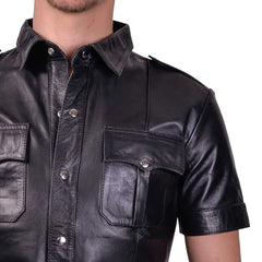 Black-Short-Sleeved-Leather-Shirt-Front
