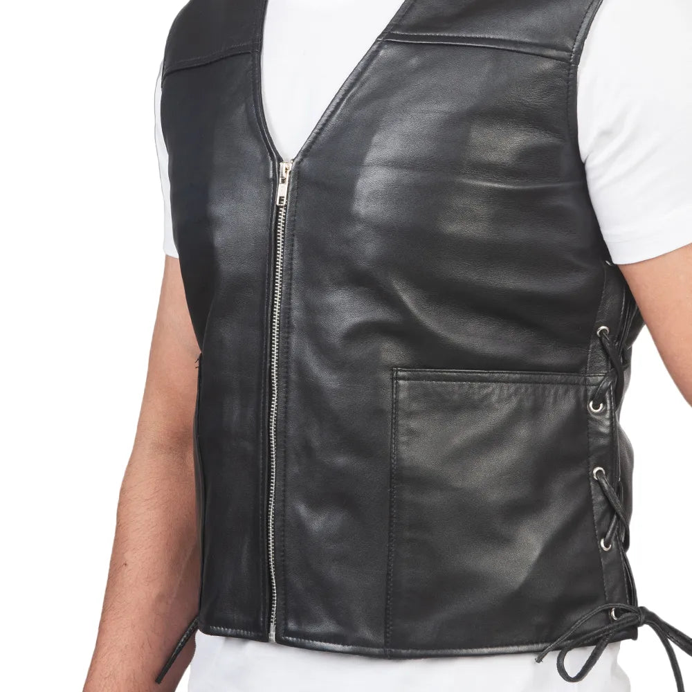 Black-Zip-Up-Leather-Vest