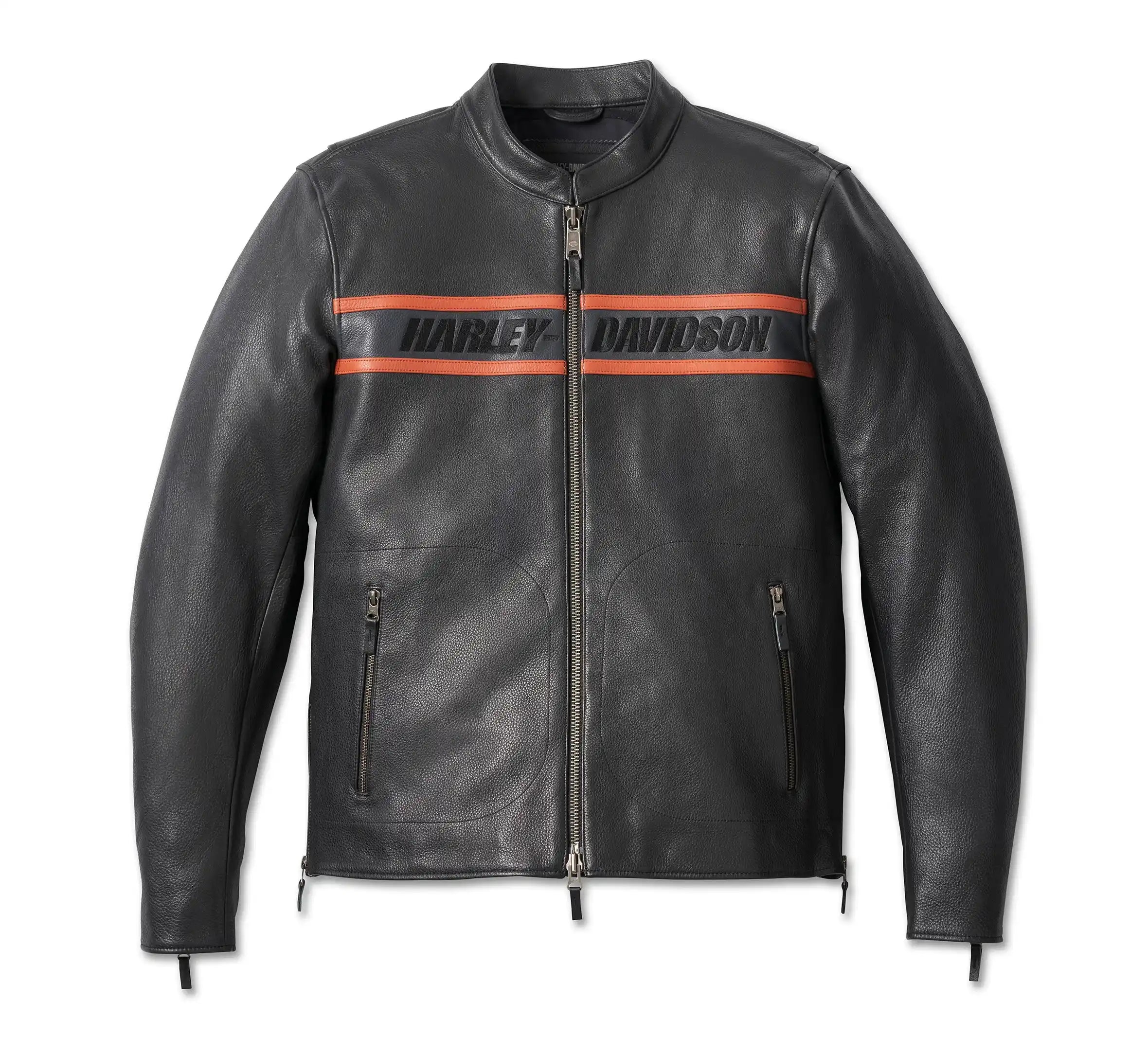 Harley-Davidson-Mens-Victory-Lane-II-Leather-Jacket-Black-Front