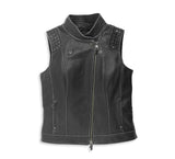 Harley Davidson Womens Electra Studded Leather Vest - CUSTOM SIZE ( NO  EXTRA CHARGES) / BLACK