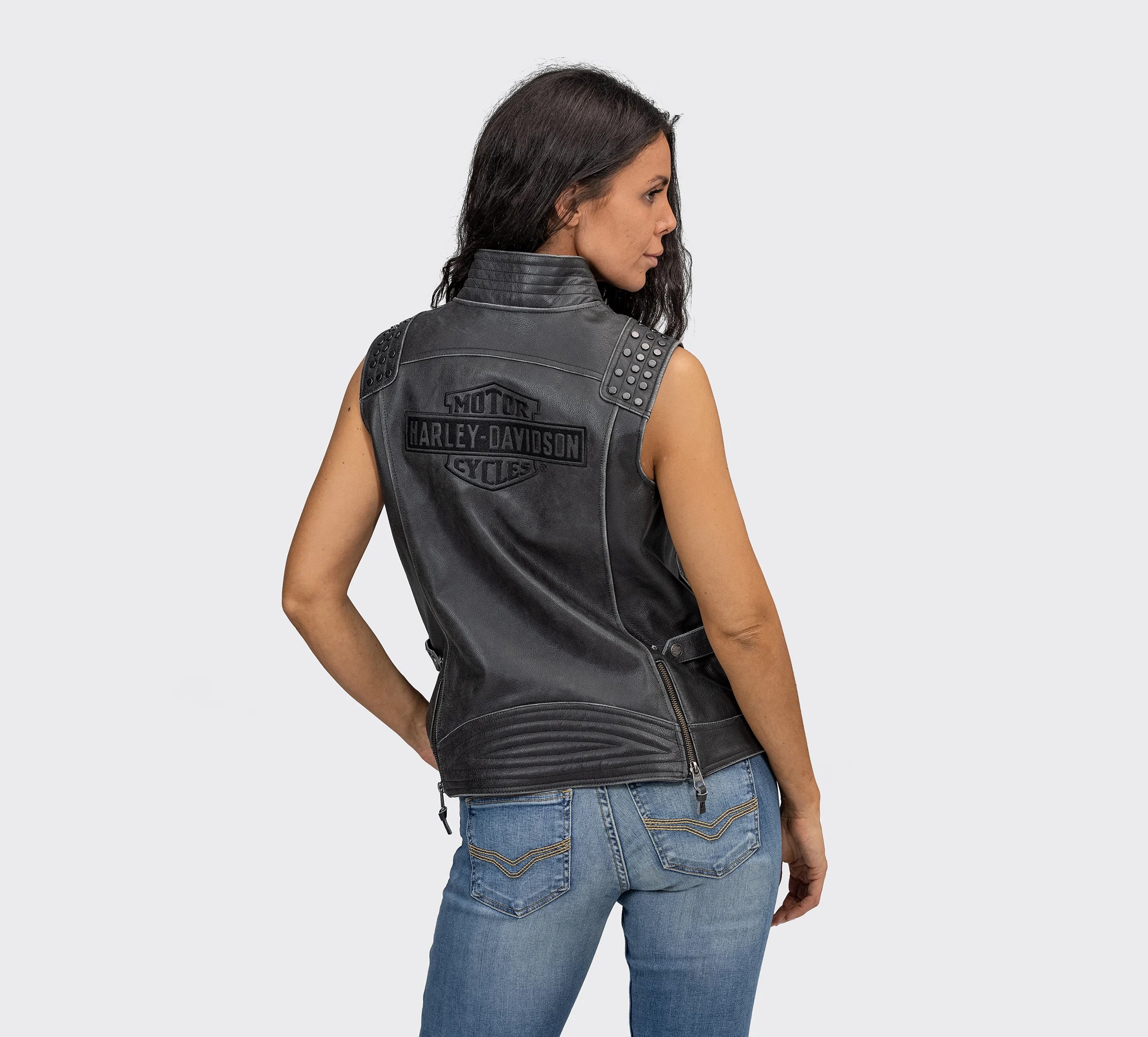 Harley-Davidson Women's Heavy Metal Studded Genuine Leather shoulder Purse  Black