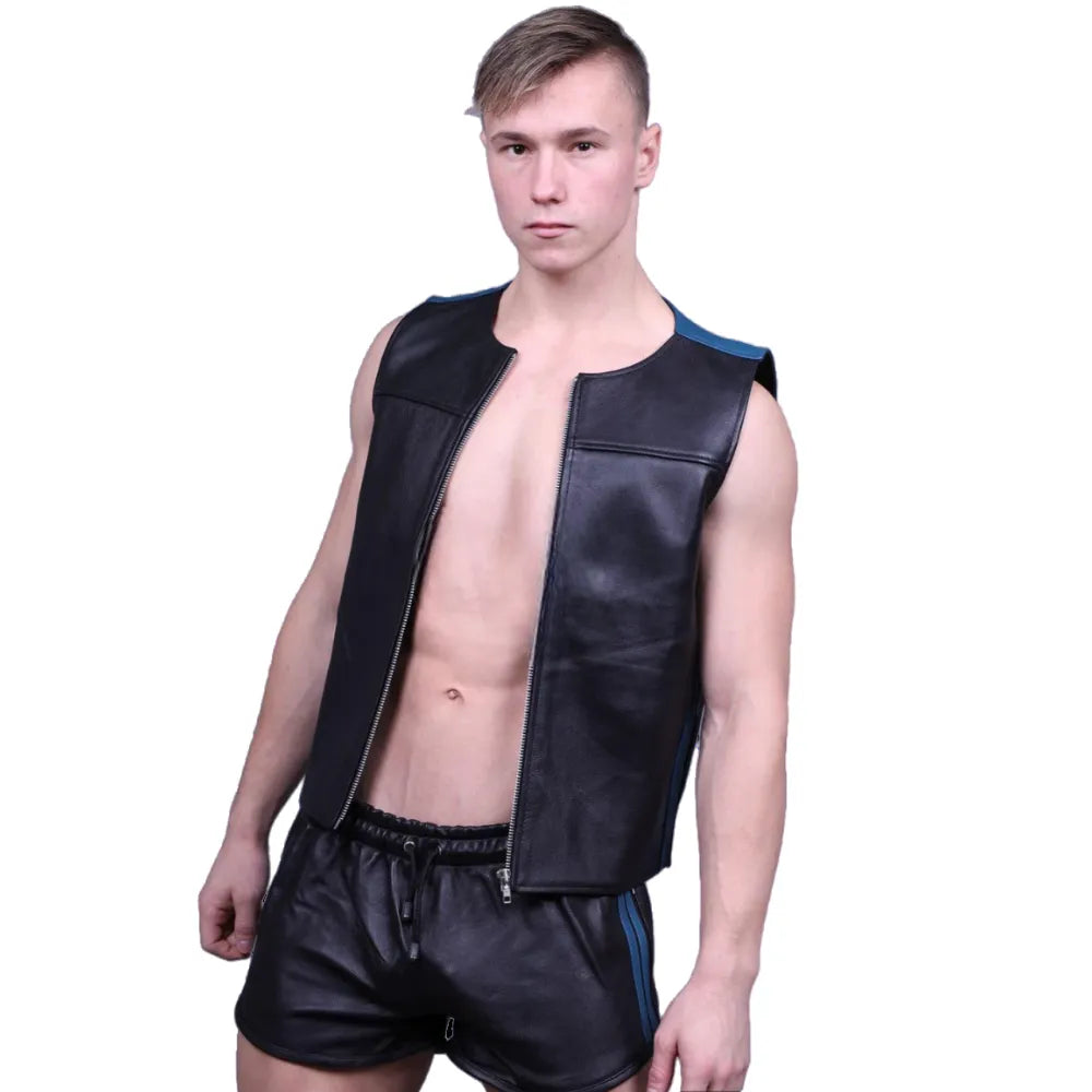 Leather-Zipper-Vest-With-Blue-Panels