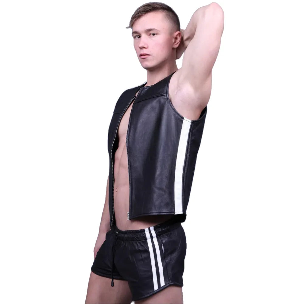 Leather-Zipper-Vest-With-White-Panels-Model