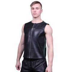 Leather-Zipper-Vests-with-Green-Panels