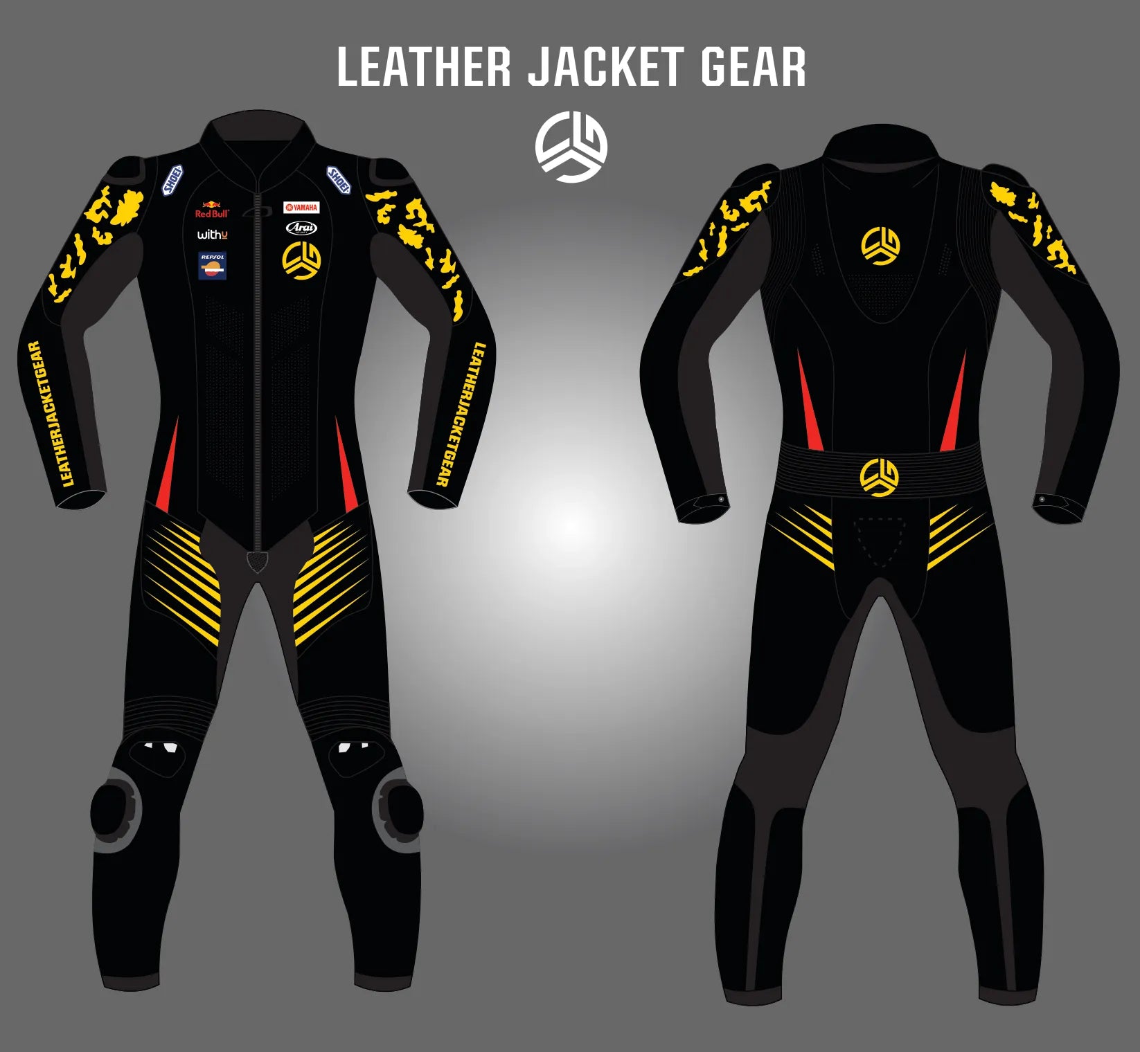 LeatherJacketGear-Black-Gray-Gold-Race-Suit