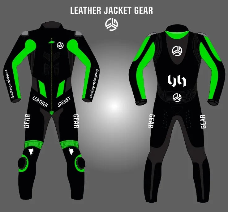 LeatherJacketGear-Black-Green-Race-Suit