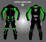 LeatherJacketGear-Black-Green-Race-Suit