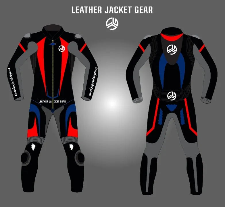 LeatherJacketGear-Black-Grey-Red-Blue-Race-Suit