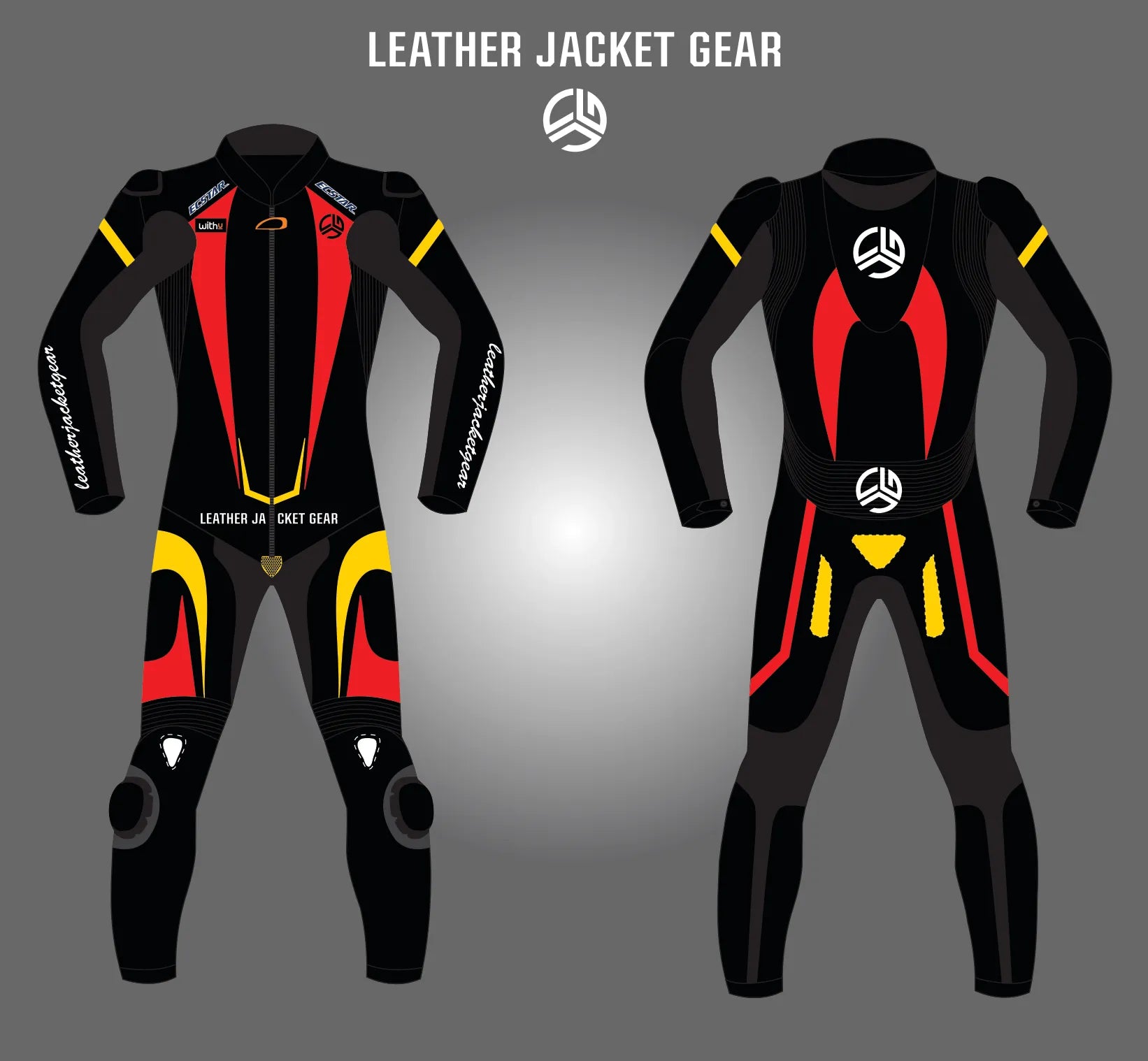 LeatherJacketGear-Black-Red-Yellow-Race-Suit