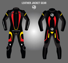 LeatherJacketGear-Black-Red-Yellow-Race-Suit
