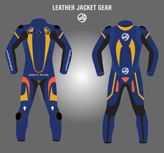 LeatherJacketGear-Blue-Golden-Race-Suit