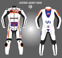 LeatherJacketGear-White-Orange-Race-Suit