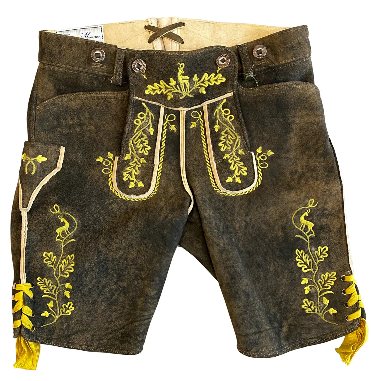 Lederhosen-Men-Sepp-Yellow-Embroidered-Front