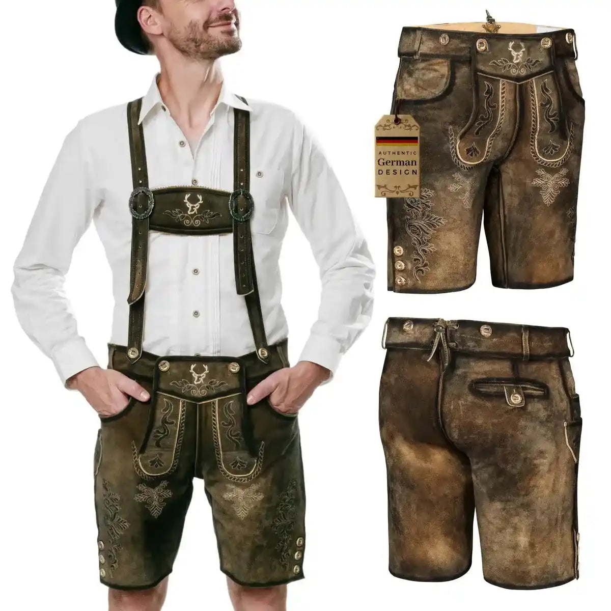Lederhosen-Men-Short-Antique-Waxed-Brown-Model-Right
