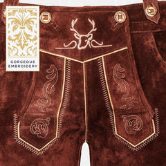 Lederhosen-Men-Short-Dark-Brown-Embroidery