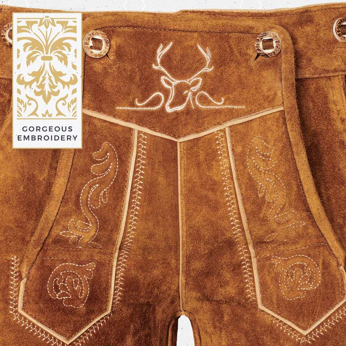 Lederhosen-Men-Short-Light-Brown-Embroidery