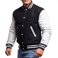 Mens-Black-And-White-Leather-Varsity-Jacket