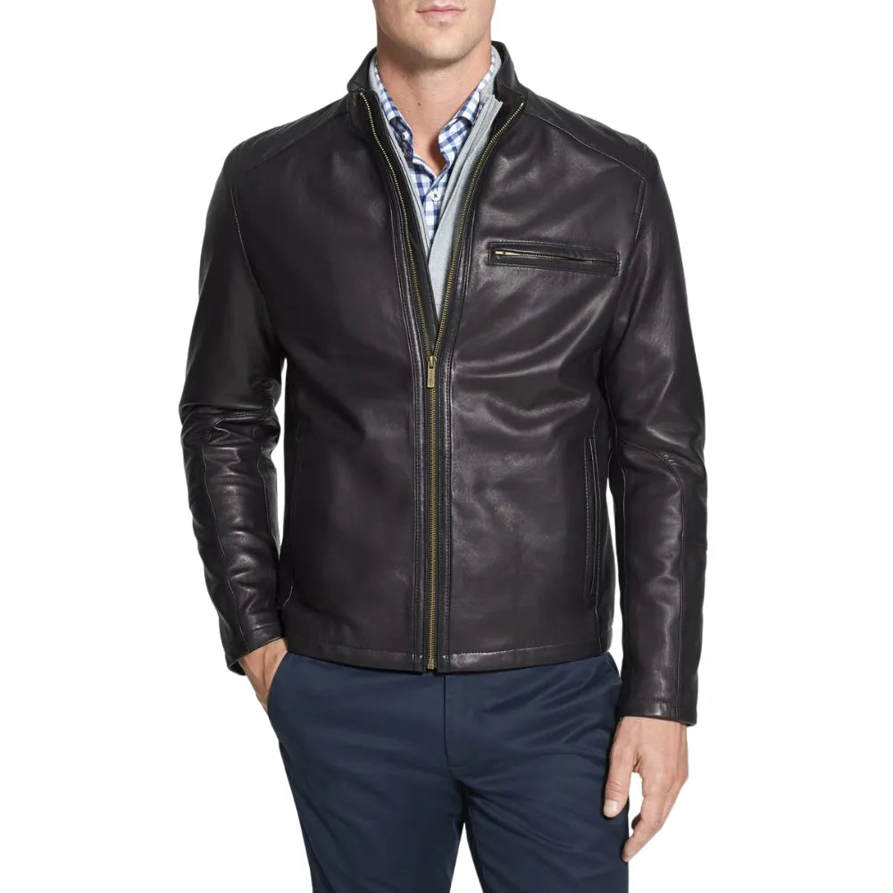 Mens-Black-Lambskin-Leather-Moto-Jacket-Front
