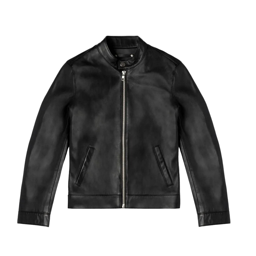 Mens-Black-Leather-Cafe-Racer-Jacket-Front