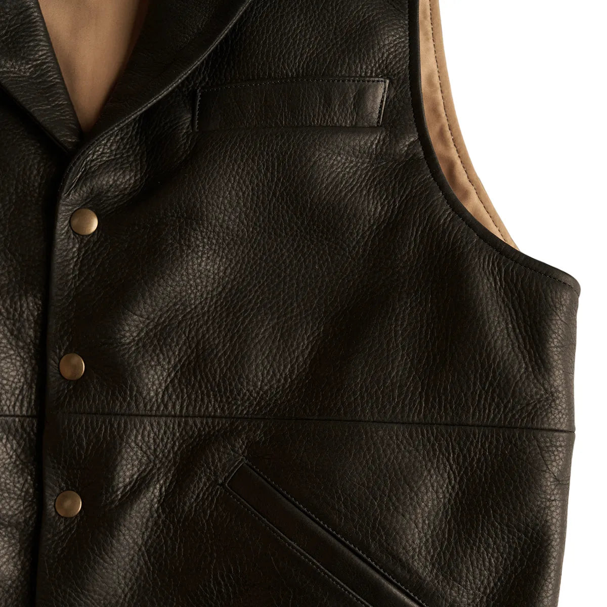 Mens-Black-Leather-Lapel-Vest