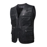 Mens-Black-Leather-Retro-Vest-Front