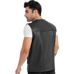 Mens-Black-Leather-Safari-Vest-Back