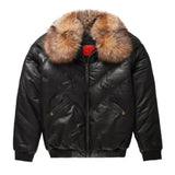 Mens-Black-Leather-V-Bomber-Jacket-Front