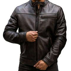 Mens-Black-Roadster-Leather-Jacket-Front