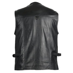 Mens-Black-V-Neck-Leather-Hunting-Vest-Back