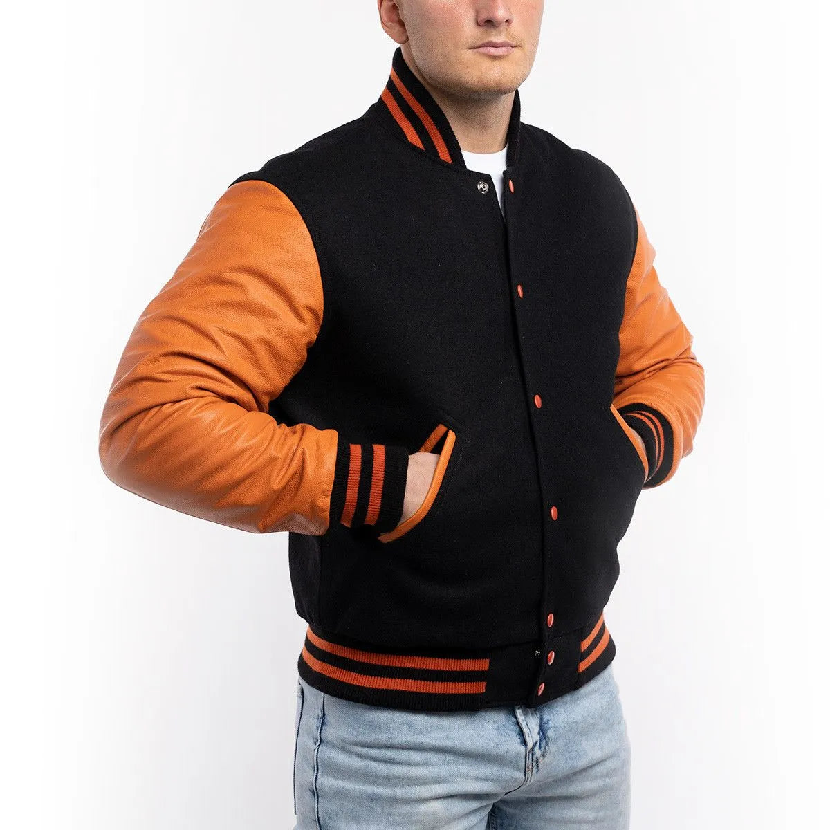 Mens-Black-and-Orange-Varsity-Jacket-Front