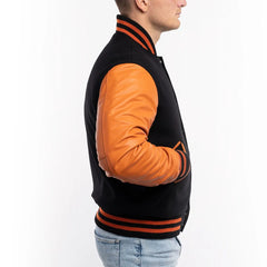 Mens-Black-and-Orange-Varsity-Jacket