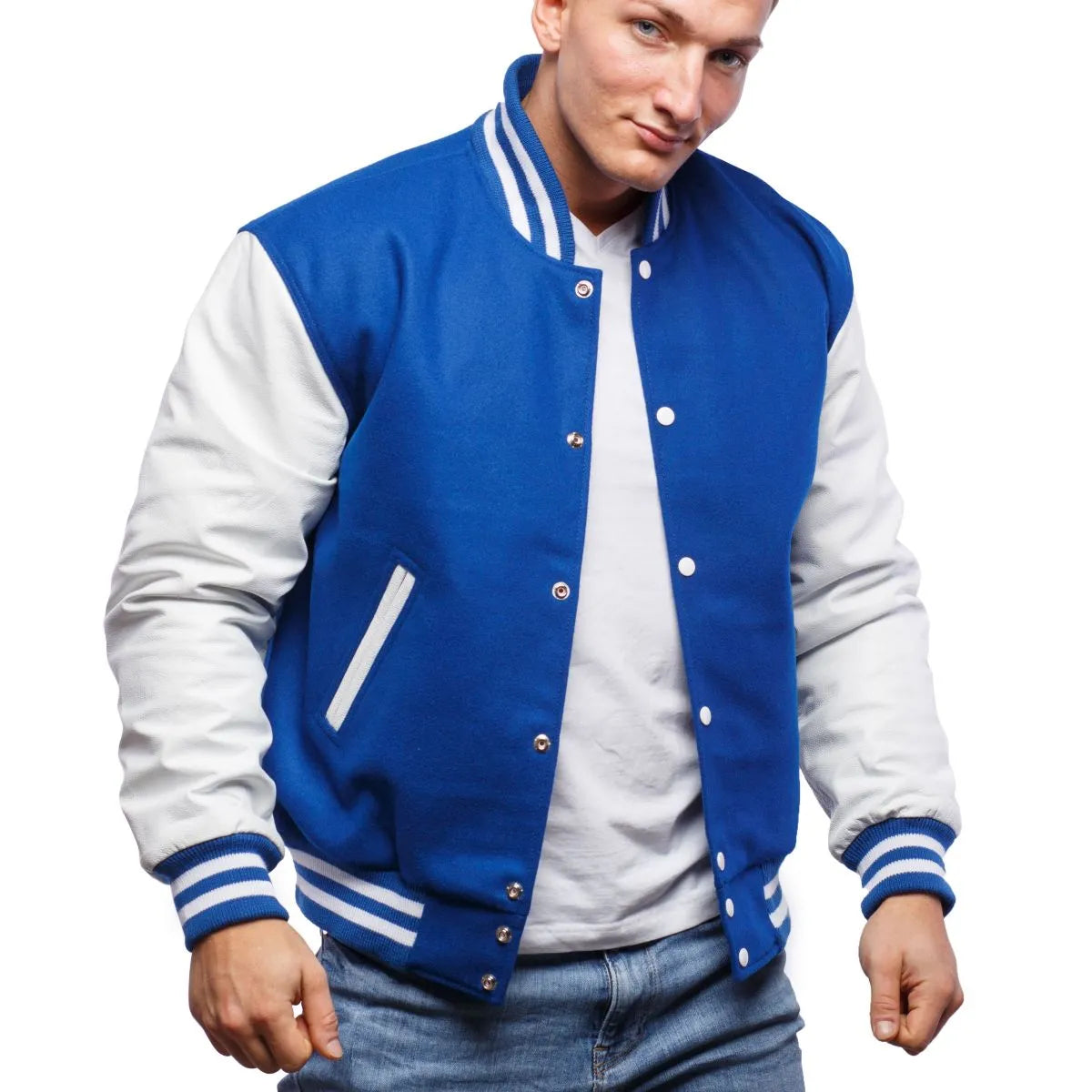 Mens-Blue-and-White-Varsity-Jacket-Model