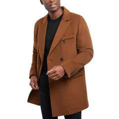 Mens-Brown-Double-Breasted-Wool-Coat-Model
