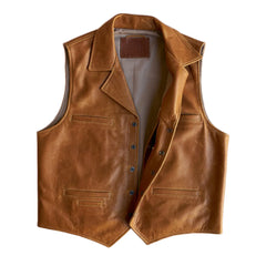 Mens-Brown-Full-Grain-Leather-Vest-Front
