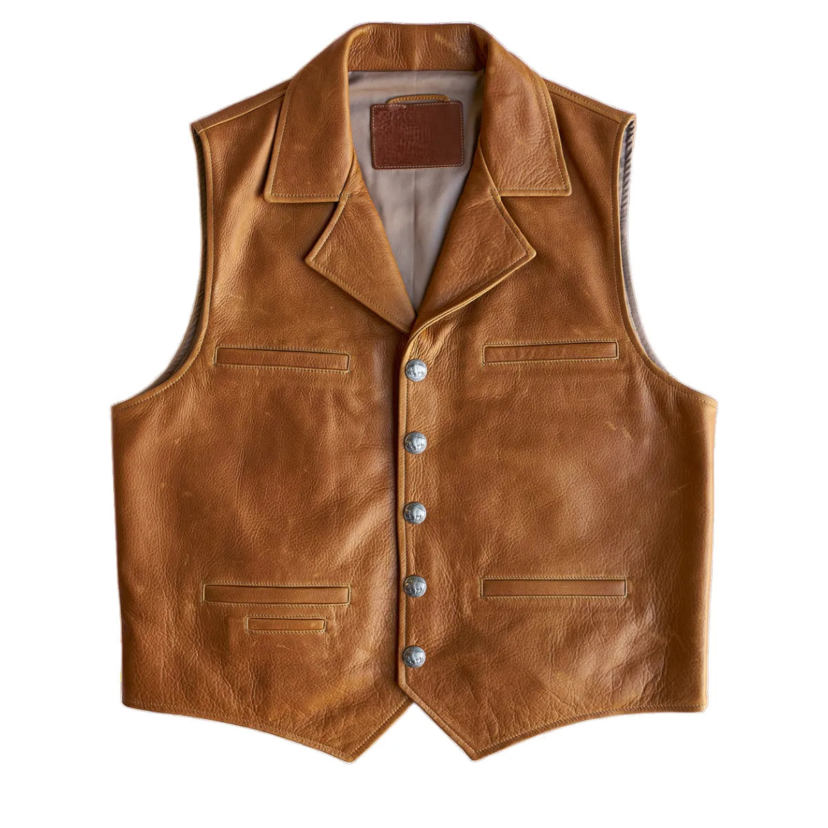 Mens-Brown-Full-Grain-Leather-Vest