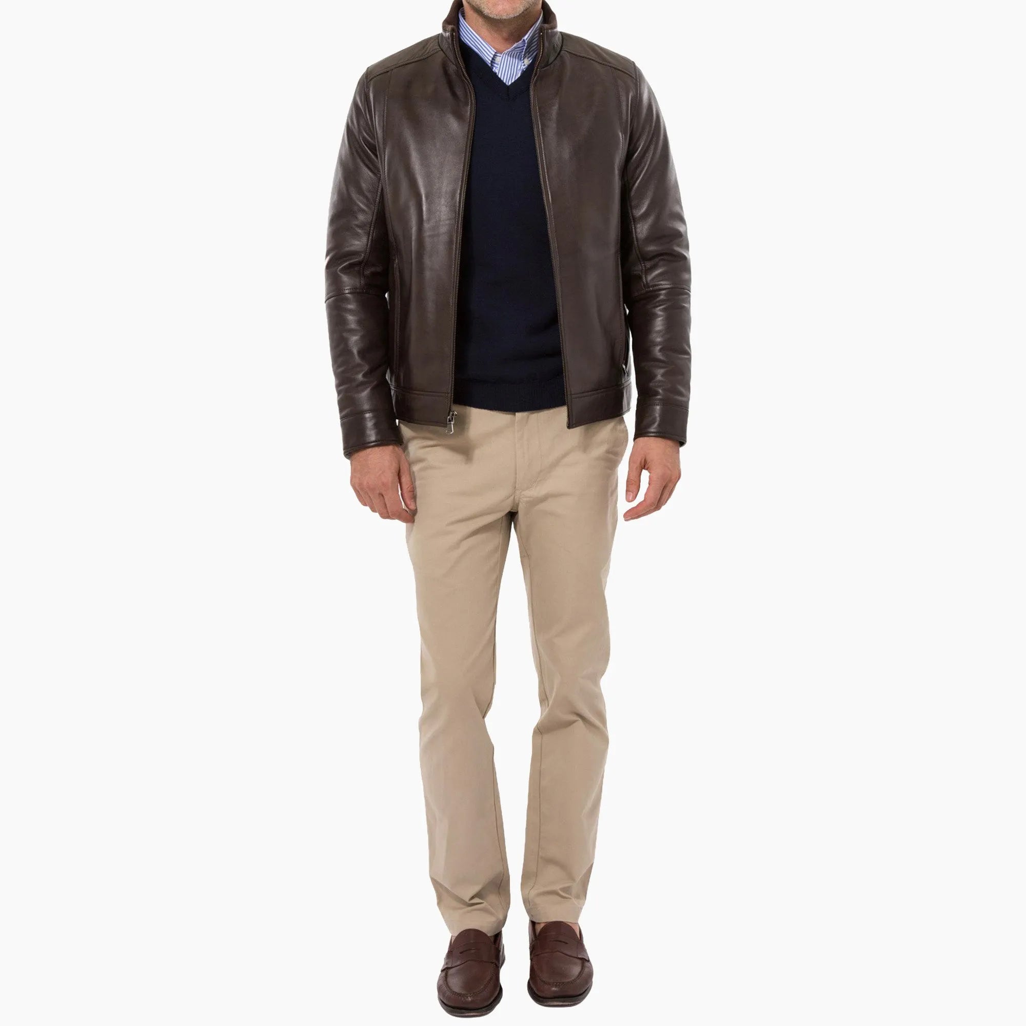 Mens-Brown-Lambskin-Leather-Jacket-Model