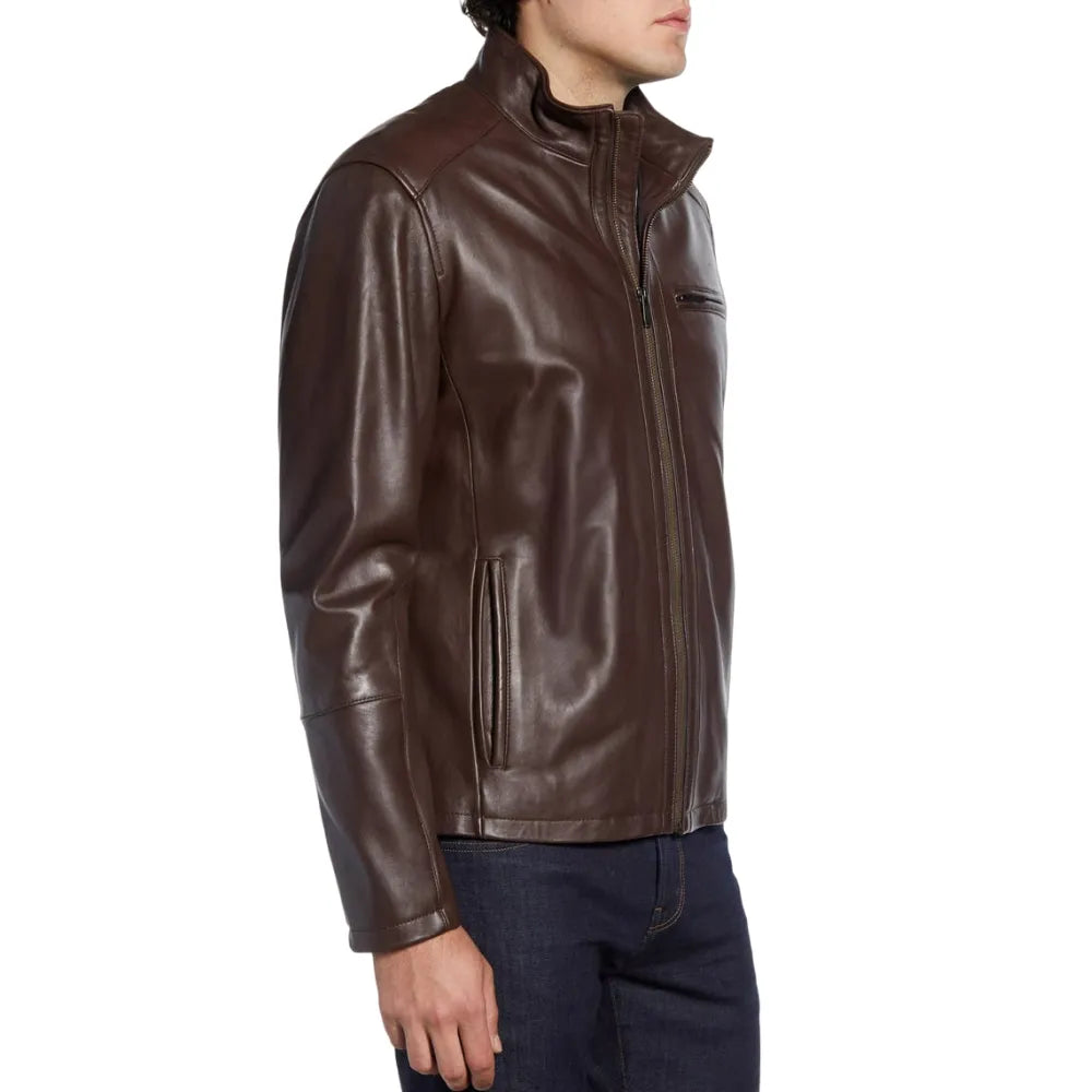 Mens-Brown-Lambskin-Leather-Moto-Jacket-Model