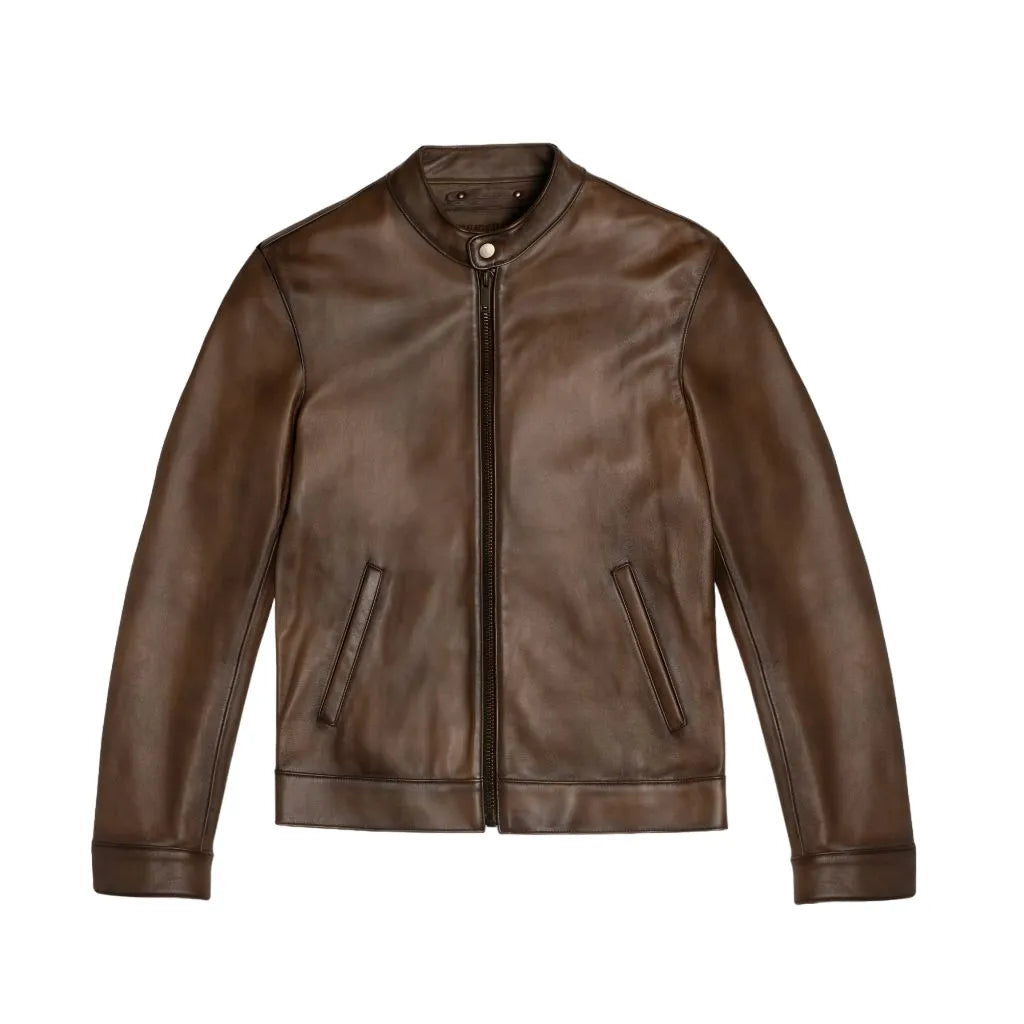 Mens-Brown-Leather-Cafe-Racer-Jacket-Front