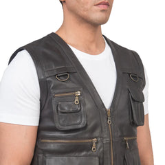 Mens-Brown-Leather-Safari-Vest-Front