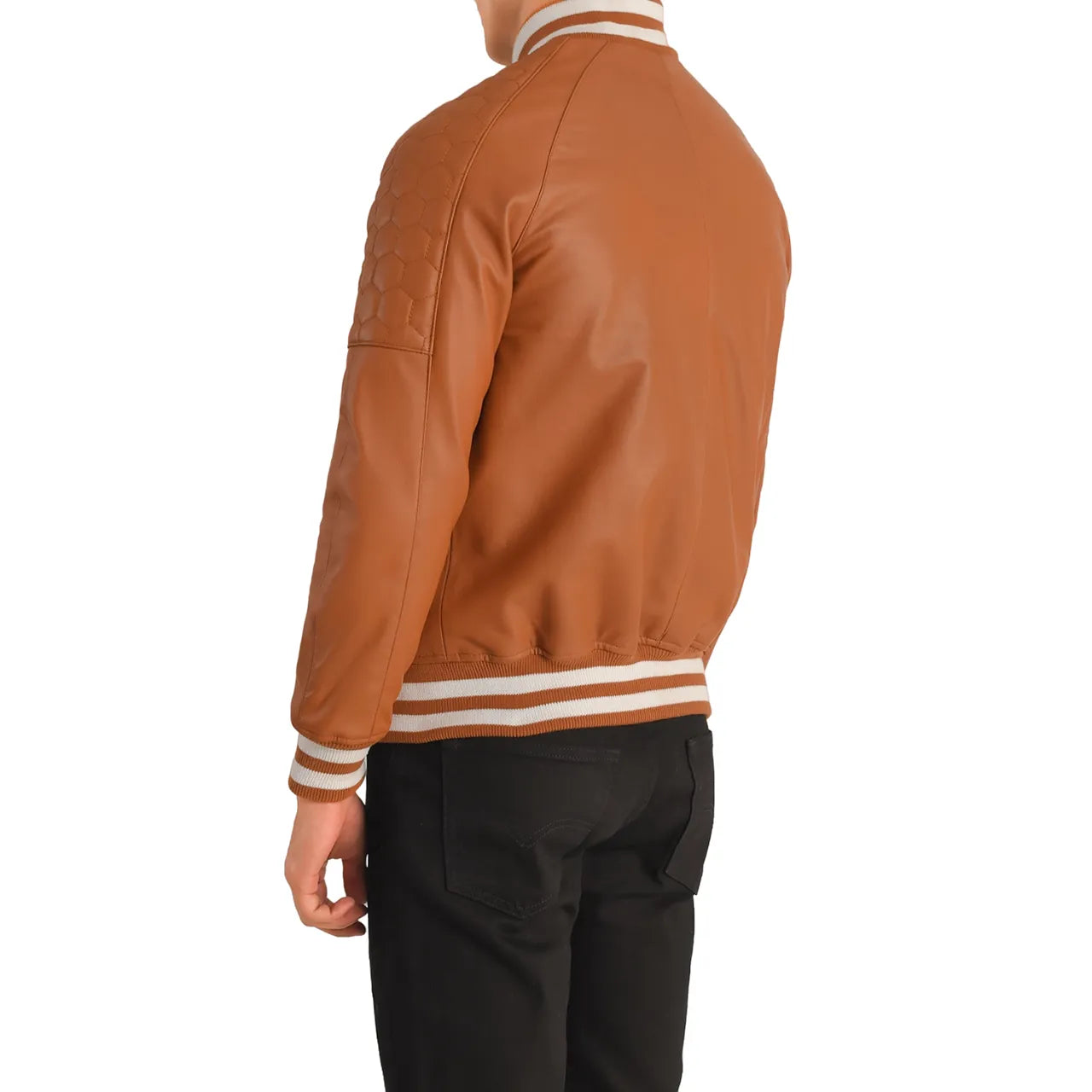 Mens-Brown-Leather-Varsity-Jacket-Back