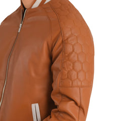 Mens-Brown-Leather-Varsity-Jacket