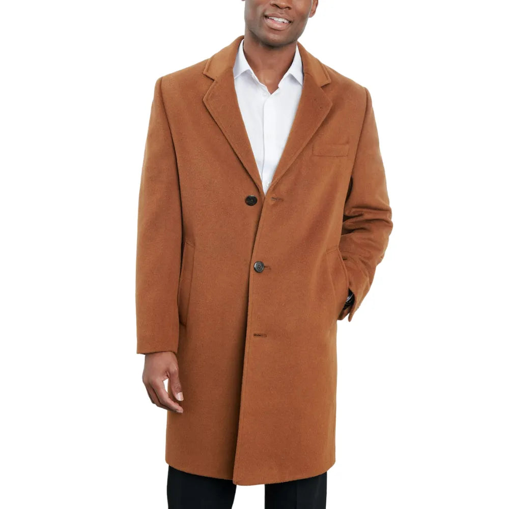 Mens-Brown-Wool-Blend-Overcoat-Front